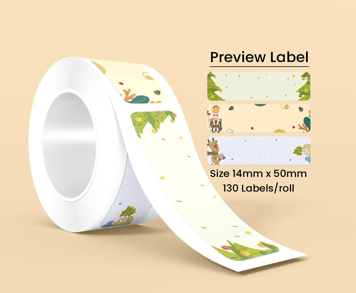 Thermal Label Pattern Christmas Elk 14mm*50mm