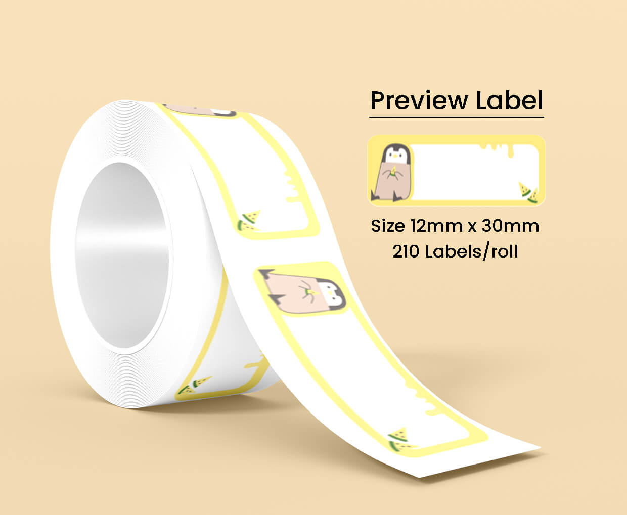 Thermal Label Pattern Penguin 12mm*30mm