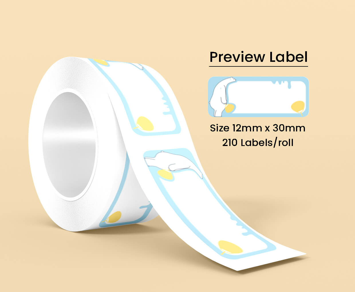 Thermal Label Pattern Polar Bear 12mm*30mm