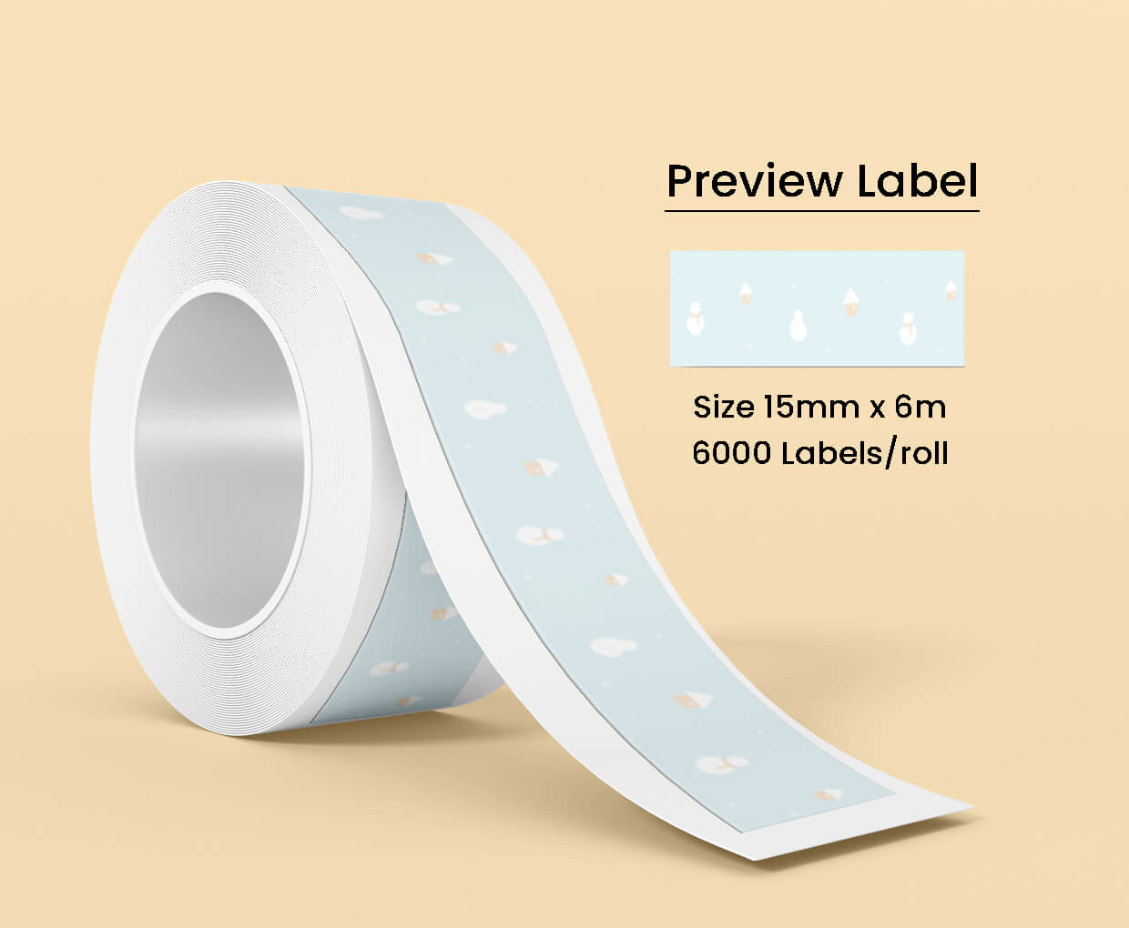 Continuous Thermal Label Pattern Winter Snow 15mm*6m