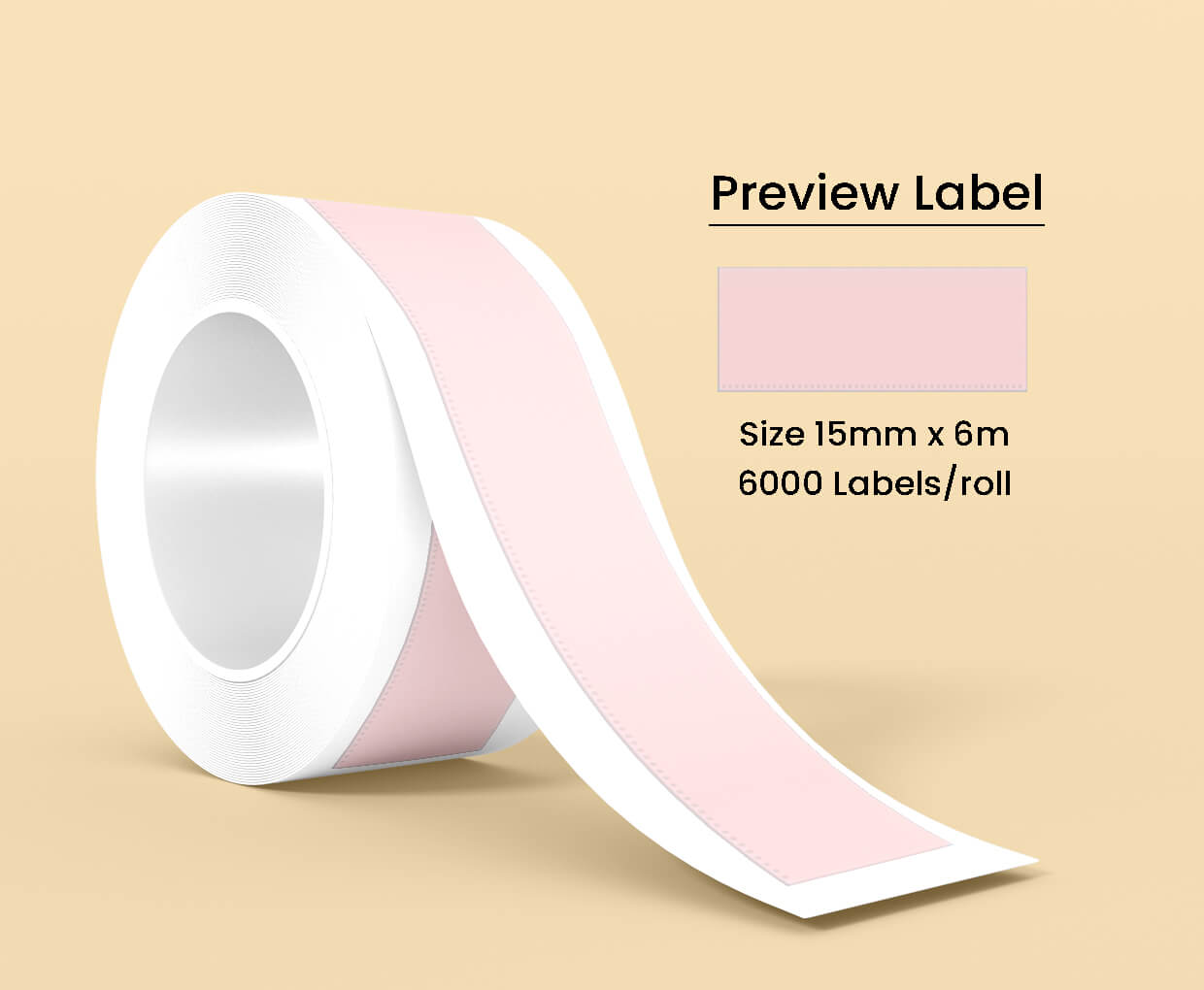 Continuous Thermal Label Pattern Pink 15mm*6m