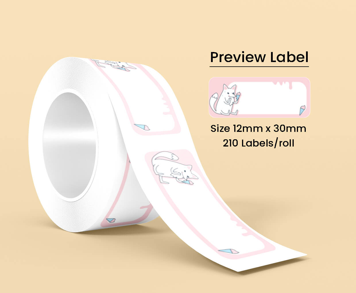 Thermal Label Pattern Snow Fox 12mm*30mm
