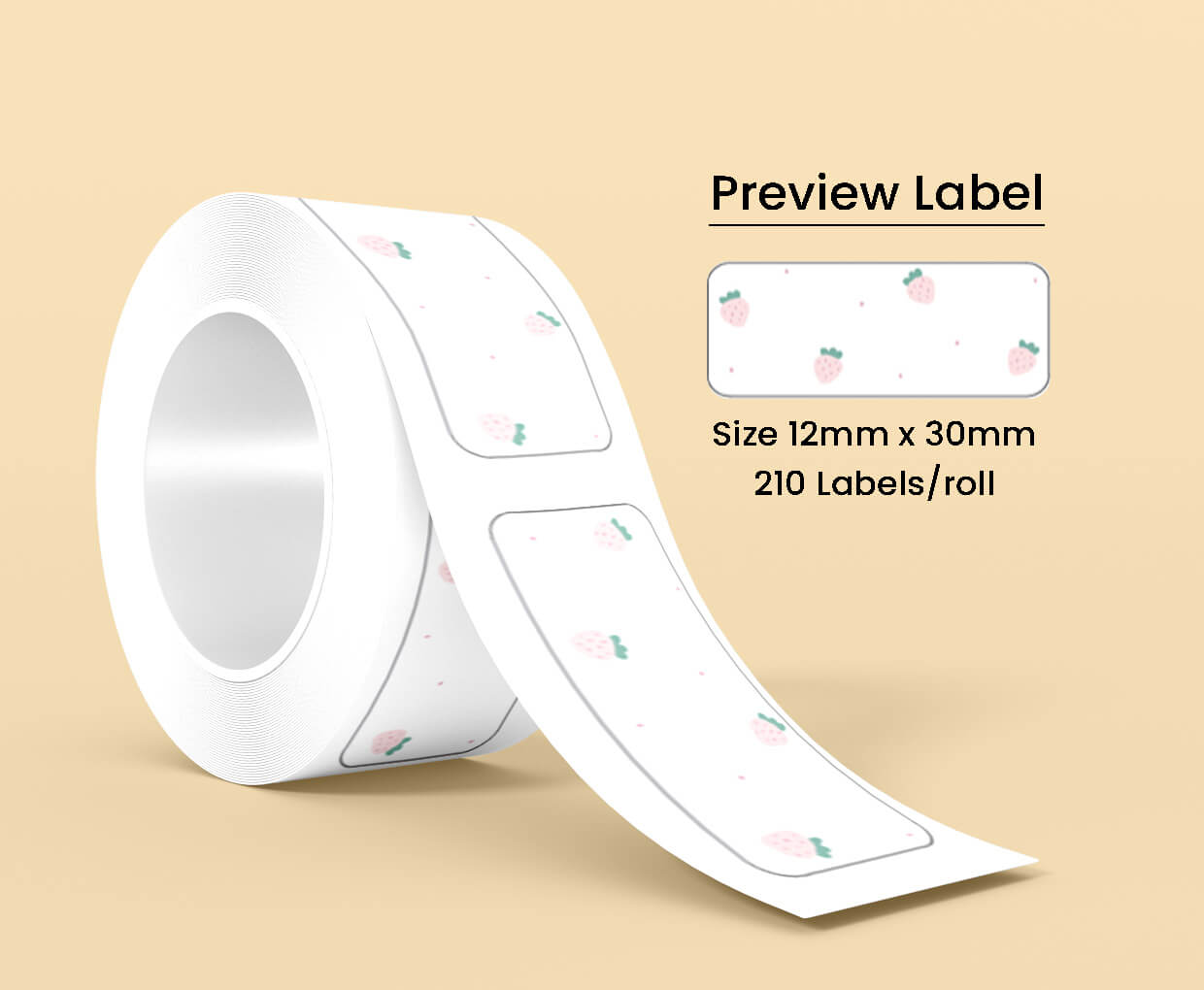 Thermal Label Pattern Strawberry 12mm*30mm