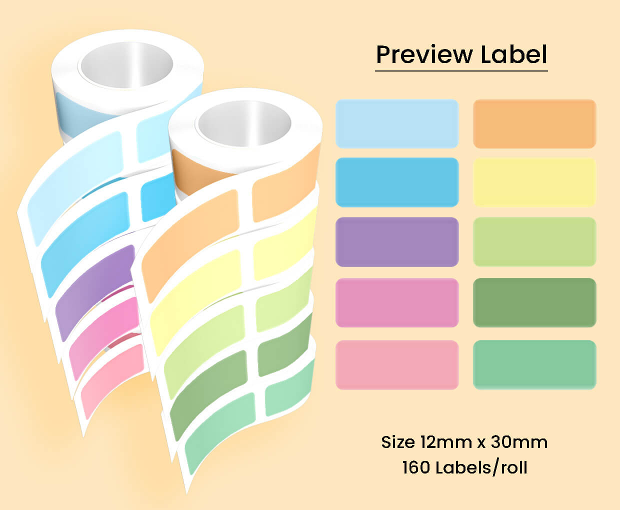 Thermal Label Pattern Emotion 12mm*30mm (10 rolls / pack)