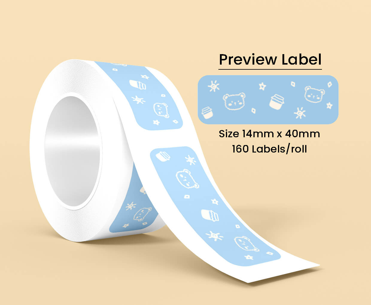 Thermal Label Pattern Sunny Little Bear 14mm*40mm