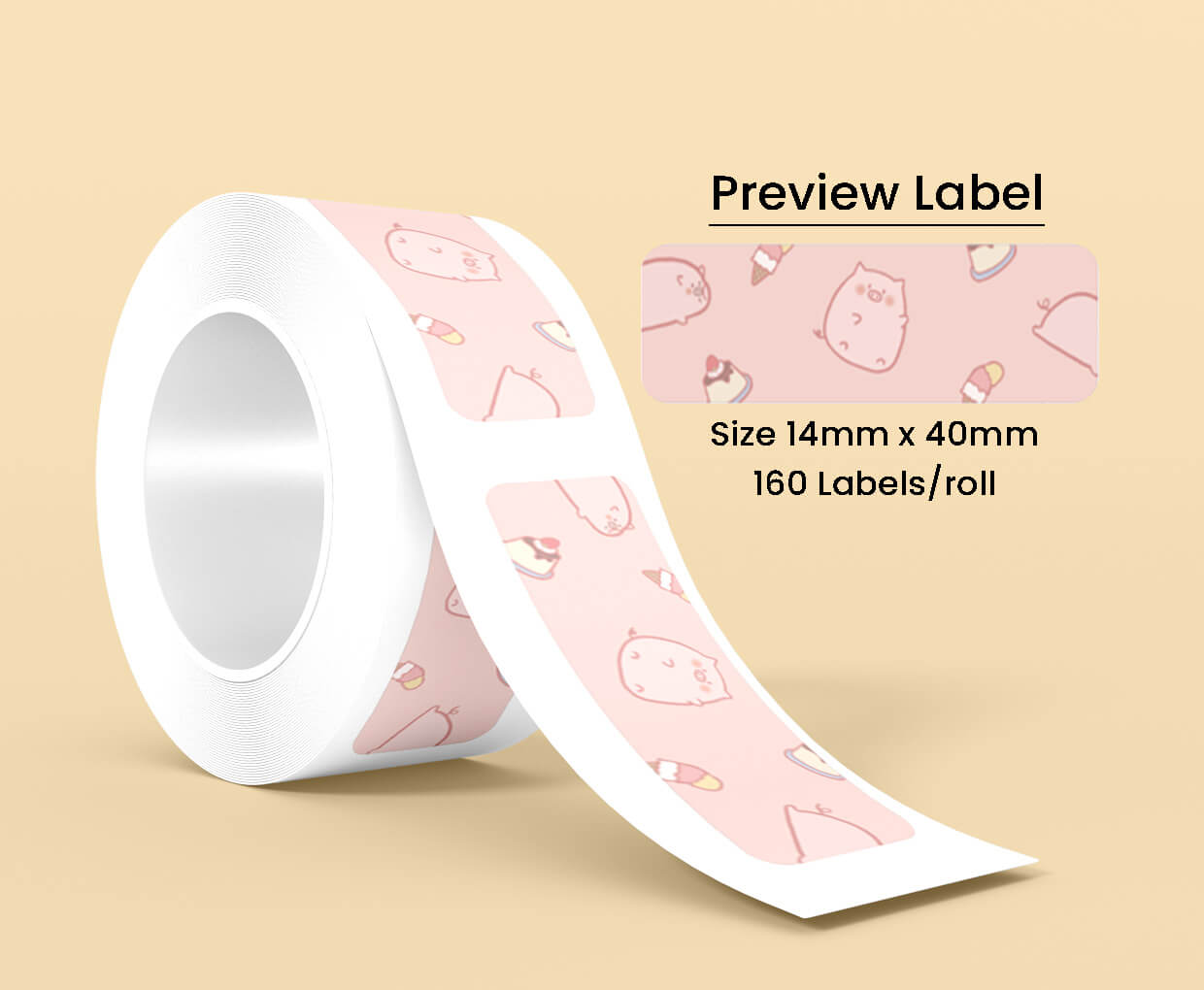 Thermal Label Pattern Swathes Of Piglet 14mm*40mm
