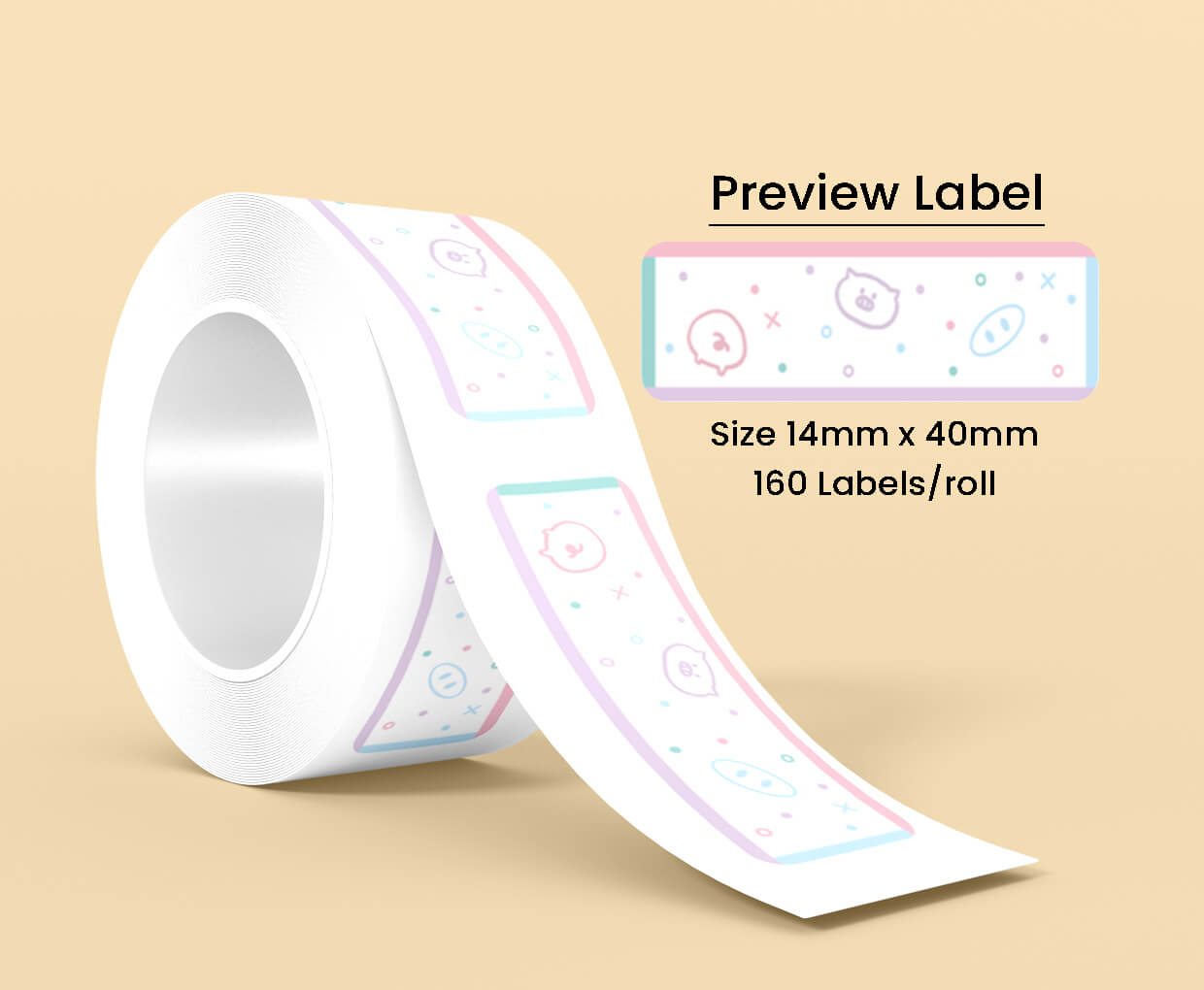 Thermal Label Pattern The Stars Pig 14mm*40mm